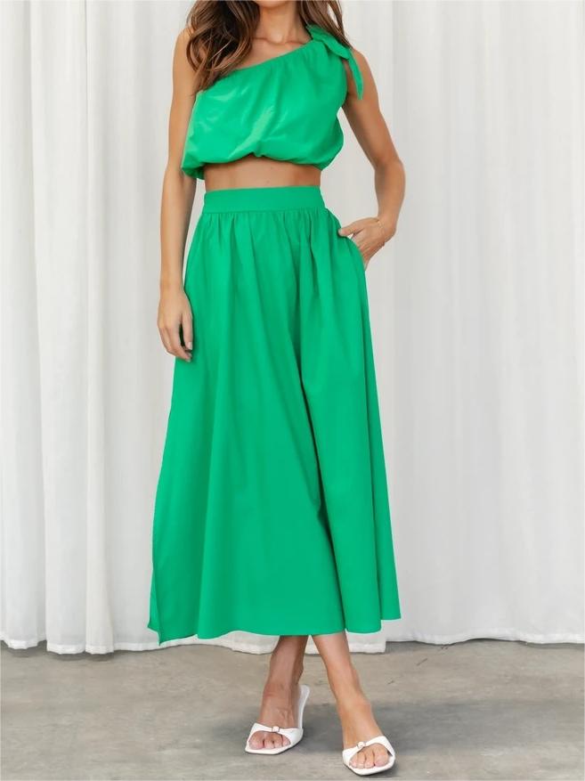 Women's Tie Knot One Shoulder Tank Top Outfits