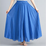 SOLID COLOR NATIONAL STYLE COTTON LINEN SKIRT
