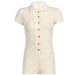 Women's Collar Button Front Short Sleeve One Piece Romper