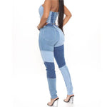 Fashion Color-blocking Skinny Jeans
