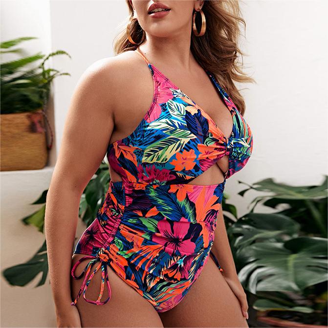 One Piece Plus Size Printed Bikini