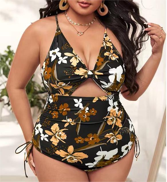One Piece Plus Size Printed Bikini