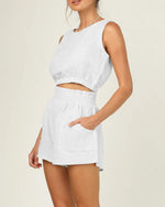 Sleeveless Round Neck Crop 2 Piece Outfits