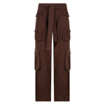 High-waisted multi-pocket straight overalls