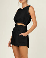 Sleeveless Round Neck Crop 2 Piece Outfits