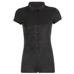 Women's Collar Button Front Short Sleeve One Piece Romper