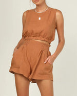 Sleeveless Round Neck Crop 2 Piece Outfits