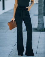 Lace-up Wide-leg Bootcut Denim Trousers