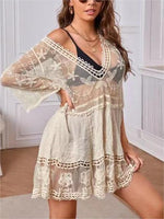 Women's Lace Bathing Suit Cover Up V-Neck Coverups