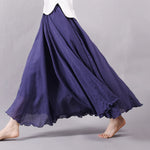 SOLID COLOR NATIONAL STYLE COTTON LINEN SKIRT