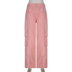 High-waisted multi-pocket straight overalls