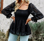 Square Collar Long Top Spring Shirt Female