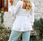 Square Collar Long Top Spring Shirt Female