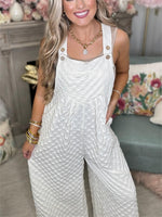 Women's Checker Detail Wide Leg Overalls