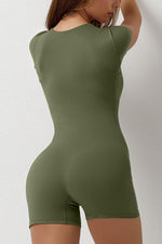 Women's Stretchy Square Neck Sexy Short Sleeve Jumpsuit