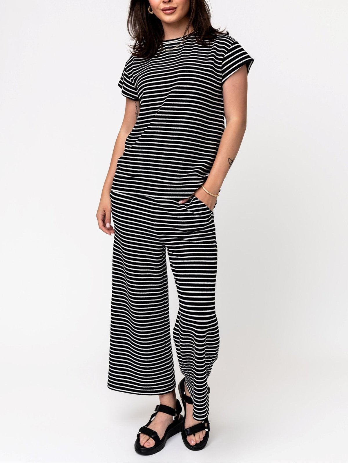 Women's Casual Striped Two Piece Set