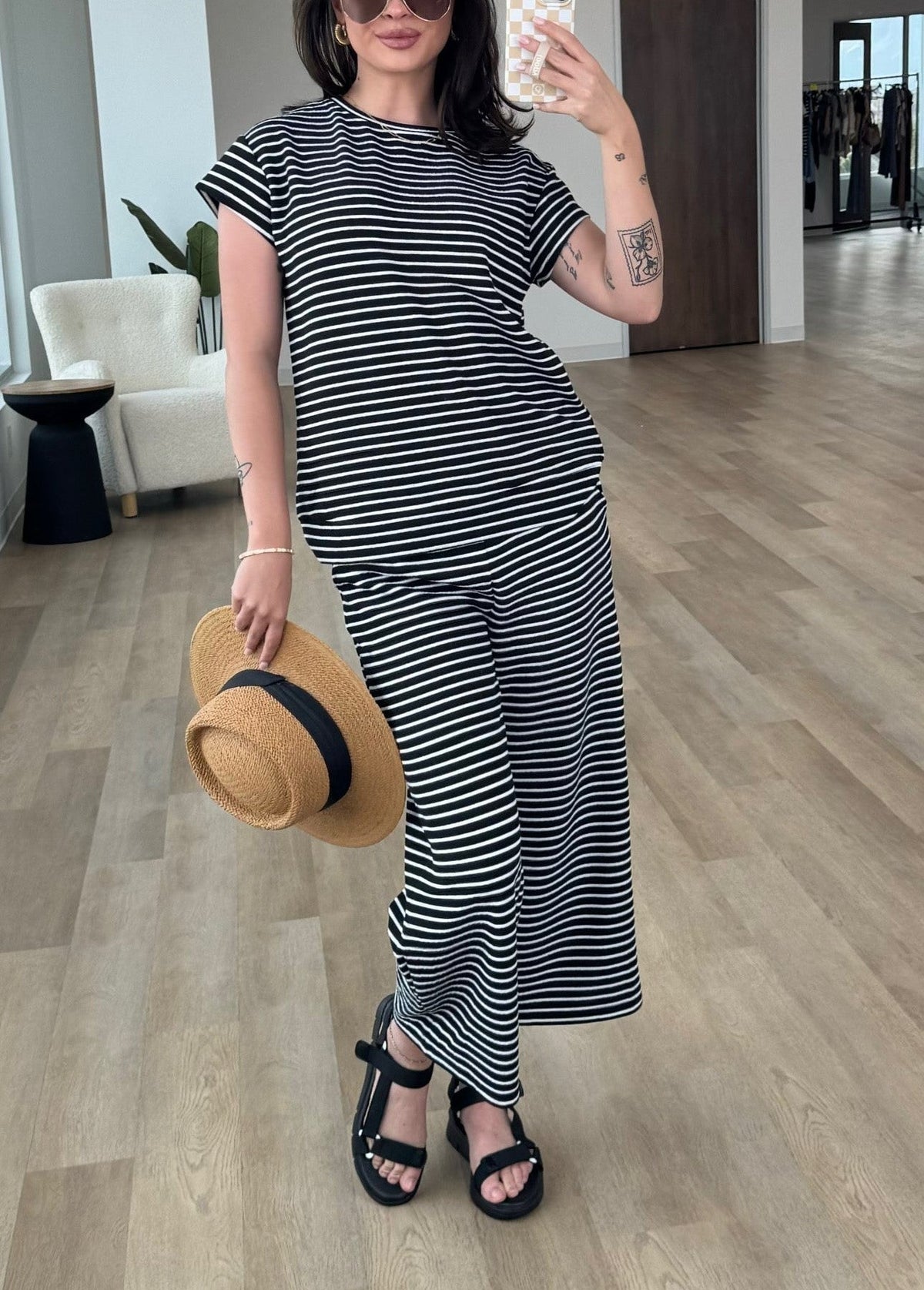 Women's Casual Striped Two Piece Set