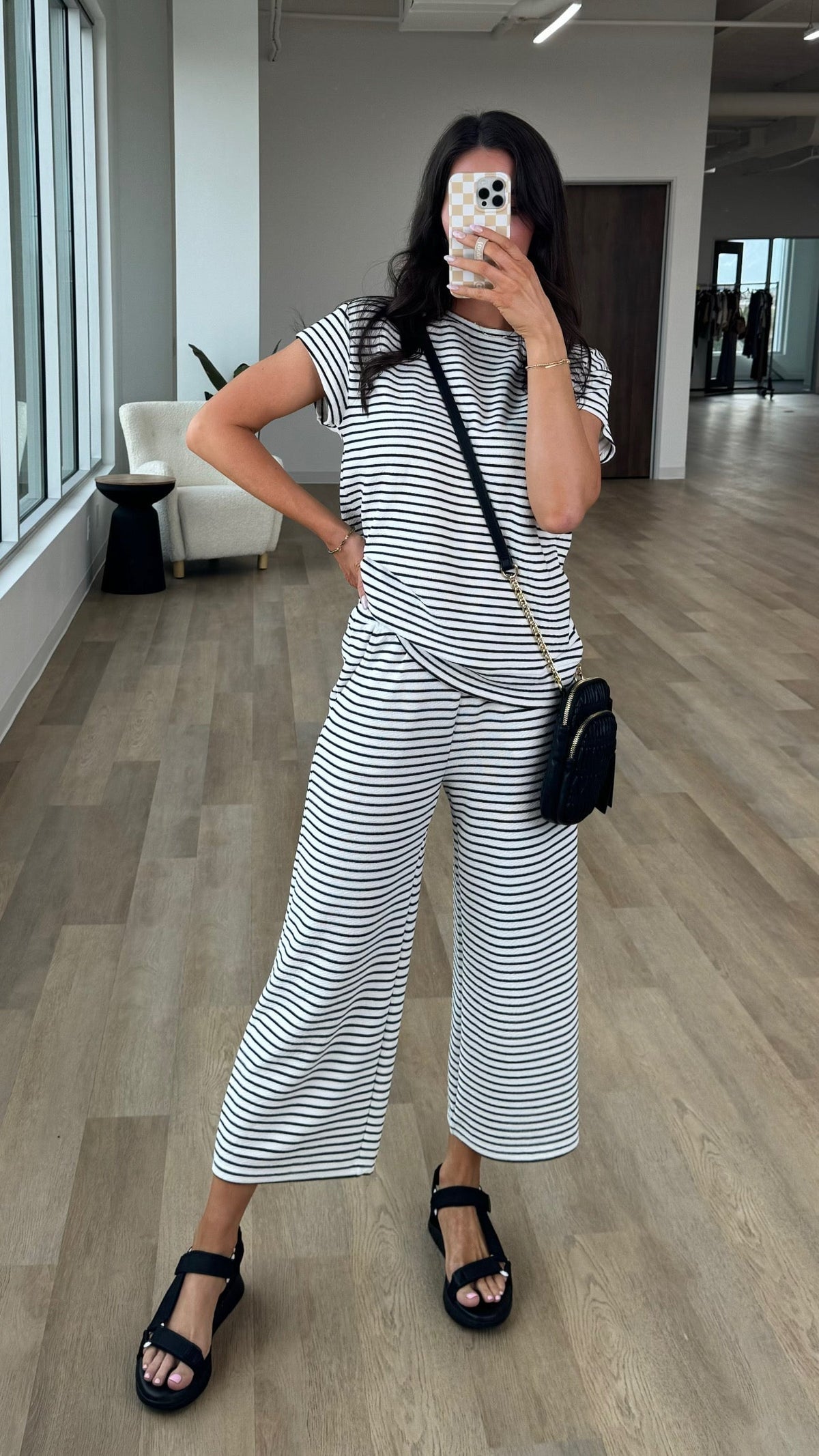 Women's Casual Striped Two Piece Set