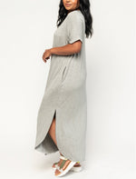 Women's Loose V-neck Split T-shirt Dress
