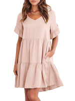 Casual Ruffle A-Line Flowy Mini Beach Dress
