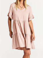 Casual Ruffle A-Line Flowy Mini Beach Dress