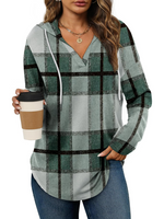 Women's Long Sleeve Plaid Oversized Hoodie
