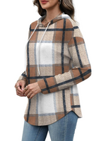 Women's Long Sleeve Plaid Oversized Hoodie