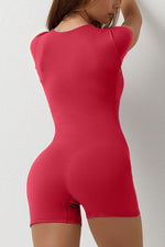 Women's Stretchy Square Neck Sexy Short Sleeve Jumpsuit