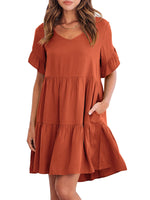 Casual Ruffle A-Line Flowy Mini Beach Dress