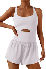 Crisscross Backless Cutout Tank Athletic Romper