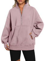 Women's Half Zip Oversized Sweatshirt with Pockerts