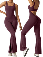 Women's Sleeveless Backless Flare Jumpsuits