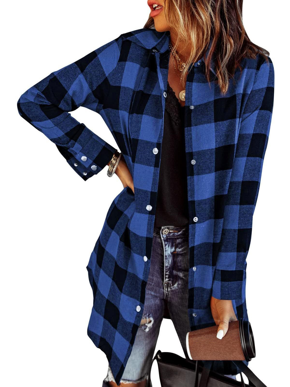 Women's Flannel Plaid Button Down Shirts
