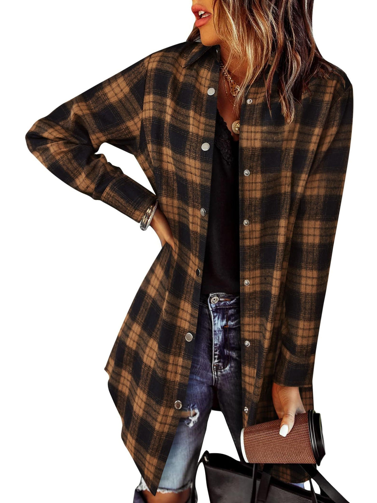 Women's Flannel Plaid Button Down Shirts