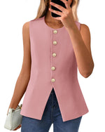 Women's Sleeveless Button-Down Blazer Vest