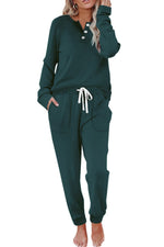 Women's Casual Button Sports Two-Piece Suit with Pockets