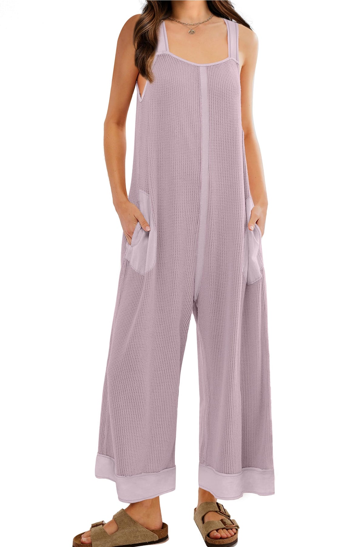 Women's Waffle Knit Wide Leg Jumpsuits