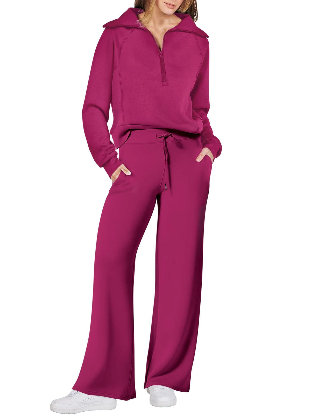 Women's Navy Collar Half Zip Suit
