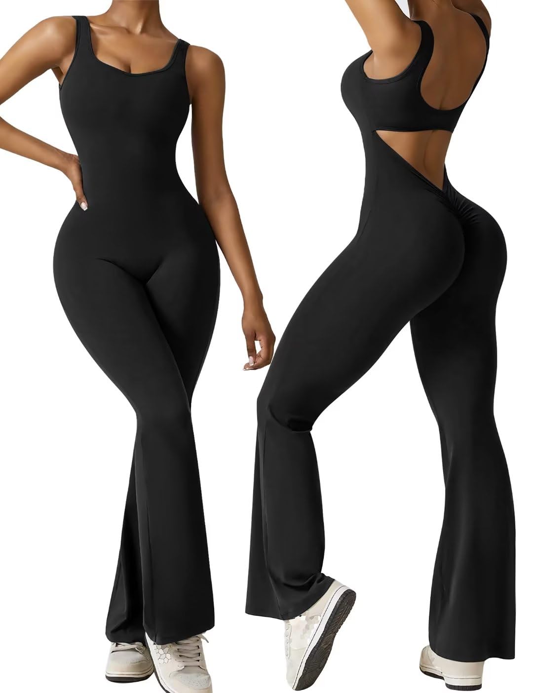 Women's Sleeveless Backless Flare Jumpsuits