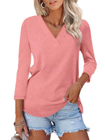 Hot Sale - Women's 3/4 Length Sleeves V Neck Basic Tops