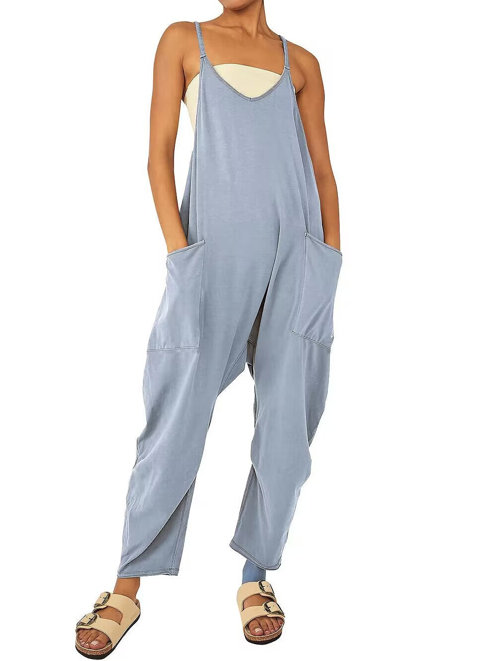 Women's Wide Leg Jumpsuit with Pockets