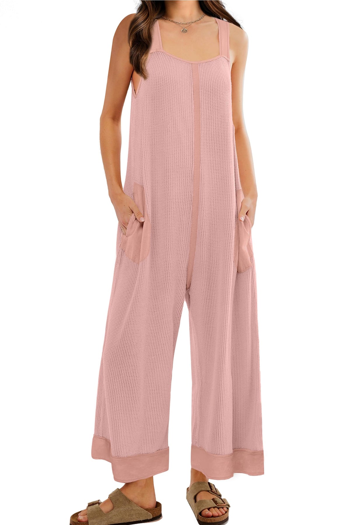 Women's Waffle Knit Wide Leg Jumpsuits
