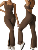 Women's Sleeveless Backless Flare Jumpsuits