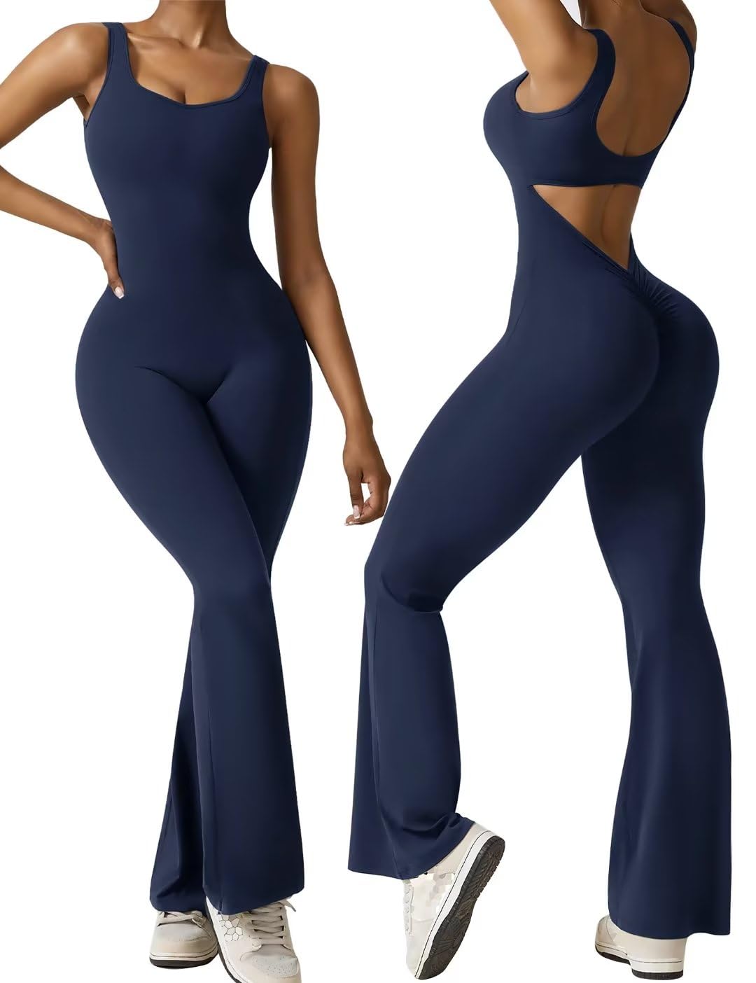 Women's Sleeveless Backless Flare Jumpsuits