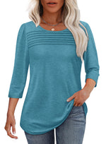Hot Sale - 3/4 Length Sleeve Top Pleated Front T-Shirt