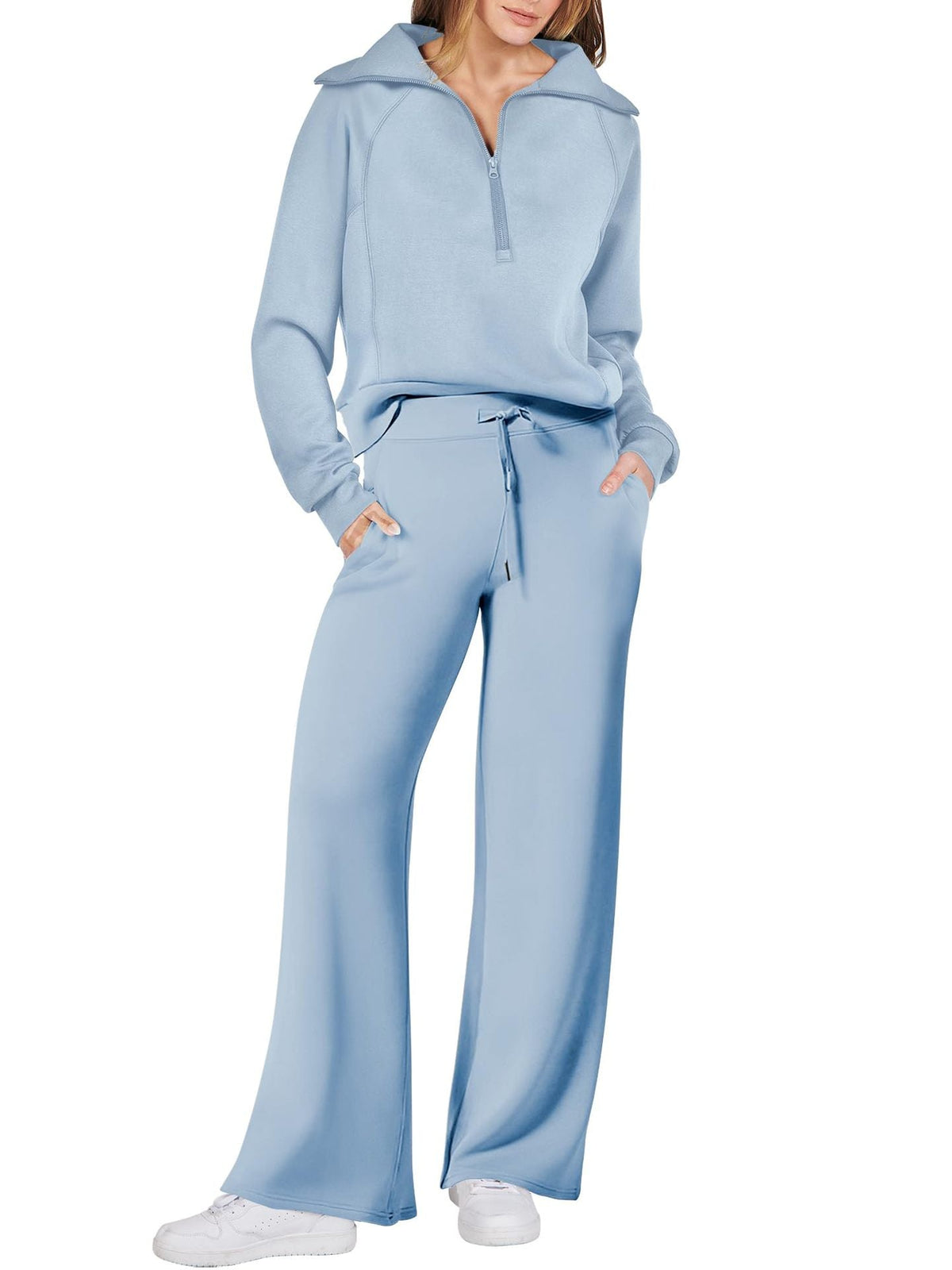Women's Navy Collar Half Zip Suit