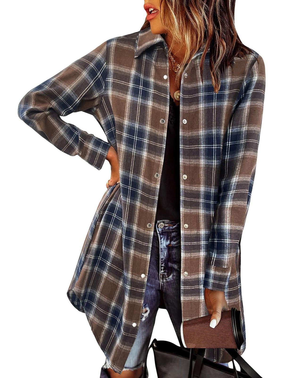 Women's Flannel Plaid Button Down Shirts