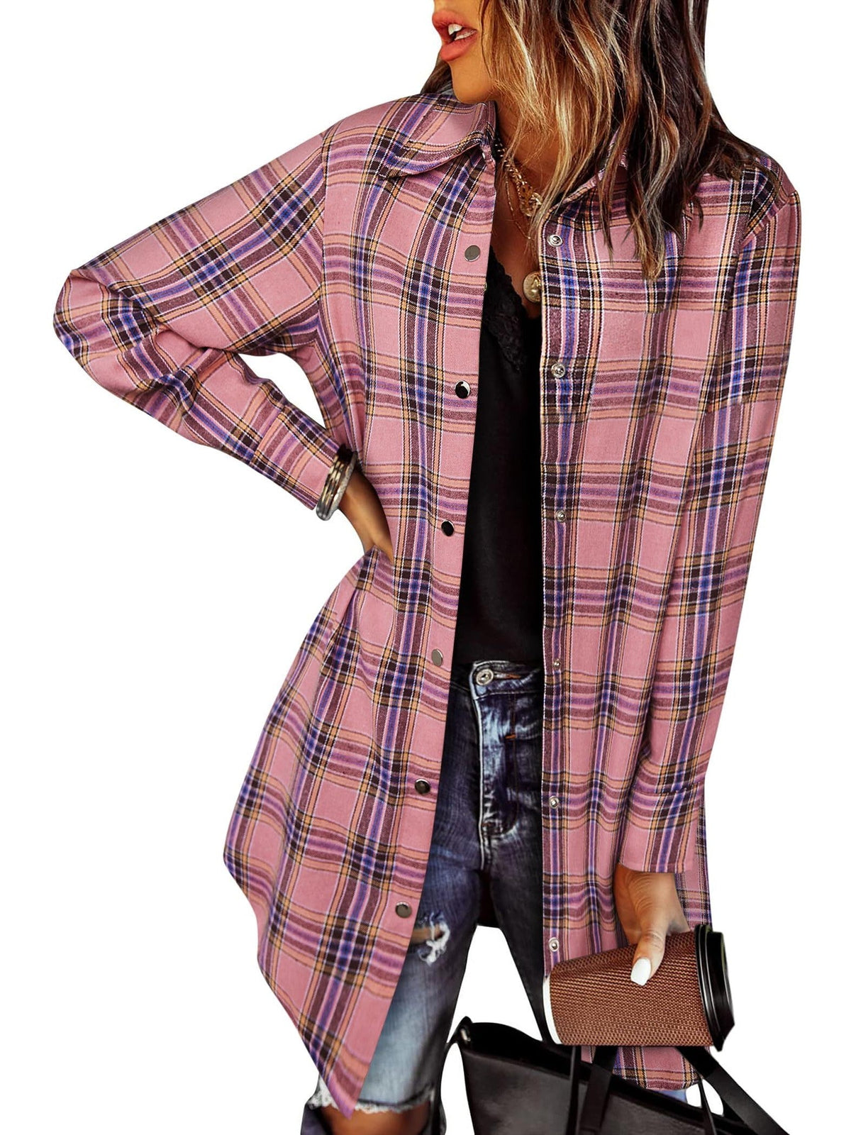 Women's Flannel Plaid Button Down Shirts