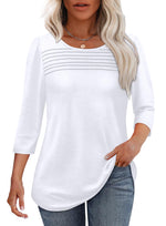Hot Sale - 3/4 Length Sleeve Top Pleated Front T-Shirt