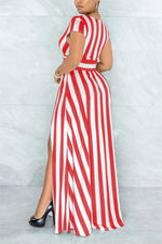 SEXY STRIPED HIGH WAIST MAXI DRESS